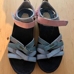 Teva Women's Multi-Color Strappy Sport Sandals (Pink, Light Blue, Teal)